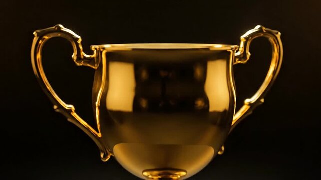 Golden Trophy on Pedestal with Spotlight.