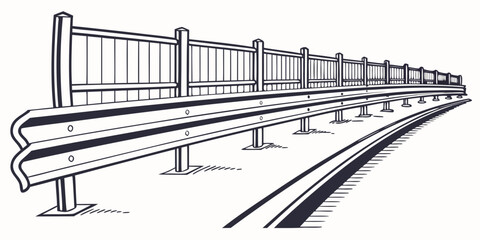 A detailed illustration of a train traveling on a railway track through a landscape Vector