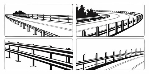 Aerial view of a river flowing through a mountainous landscape with a bridge and buildings Vector © MST NASIMA KHATUM