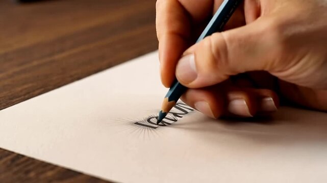 Hand holding pen writing on paper.