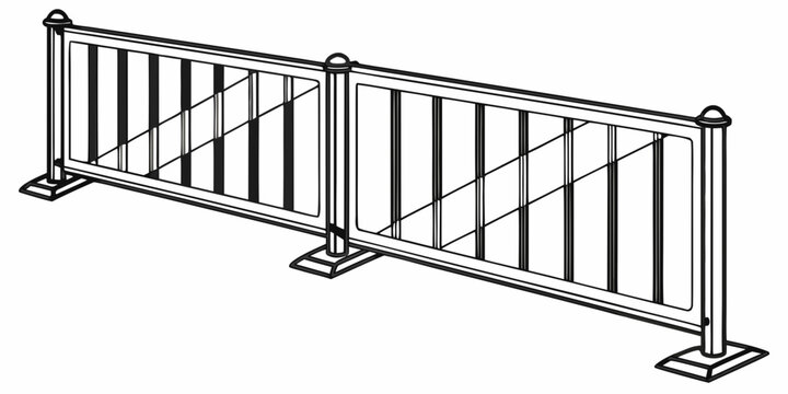 A sturdy metal barricade with vertical bars and horizontal supports Vector