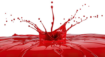 Red Liquid Splashing with Droplets Forming Crown.