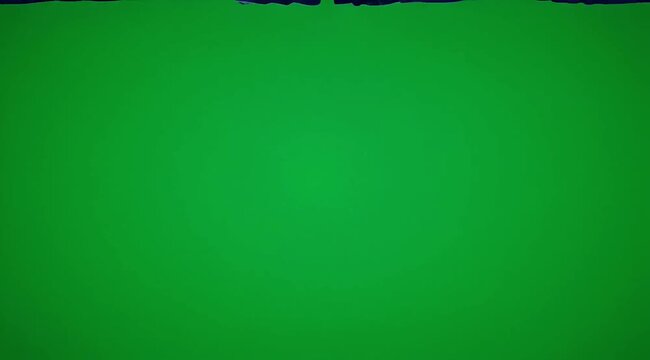 Blue curtains exposing to green screen. Vibrant green screen background for creative compositing and virtual production.