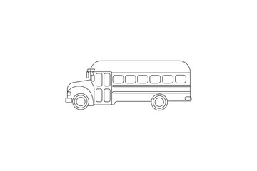 
School bus modern logo icon in a simple line art vector illustration
