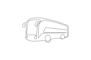 School bus modern logo icon in a simple line art vector illustration
