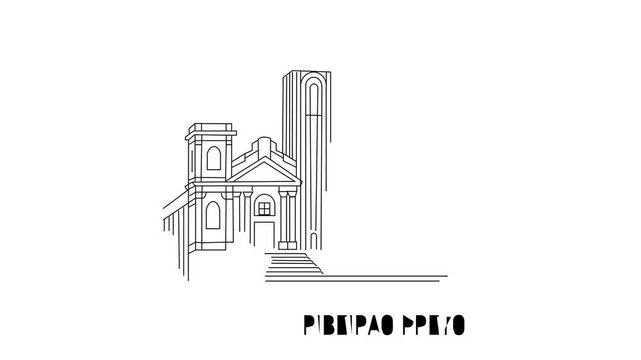 Animation Of Ribeir&atilde;o Preto City Line Draw Simple Minimalist