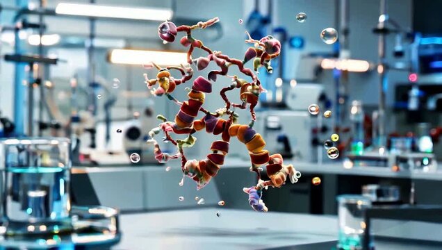 Complex Protein Structure or Macromolecule Floating in a Scientific Lab Environment