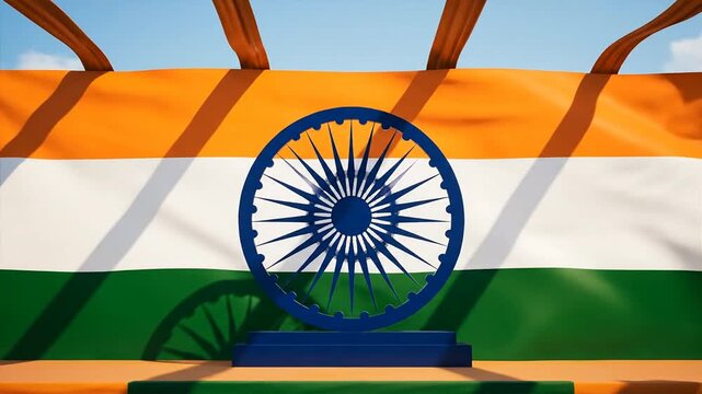 Indian Flag with Ashoka Chakra Symbol.