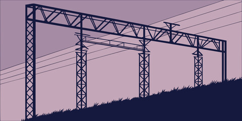A large industrial structure stands tall against a purple sky with a dark green base. Vector © MST CHIN BANU BEGUM