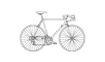 Fototapeta premium Classic Road Bicycle Outline Vector Illustration for Cycling and Fitness Design