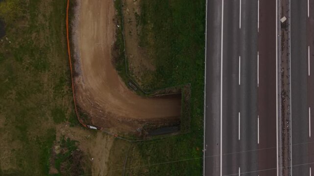 Aerial View of Highway and Dirt Path