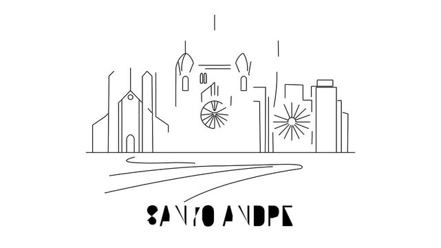 Animation Of Santo Andr&eacute; City Line Draw Simple Minimalist