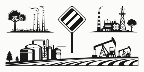Illustration of various construction and road work warning signs and equipment. Vector © RABBY