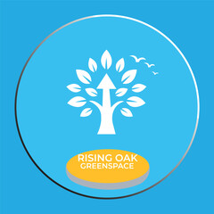 Rising Oak Greenspace Logo Design with Arrow Tree Symbolism
