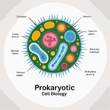 Prokaryotic cell biology diagram with labeled organelles
