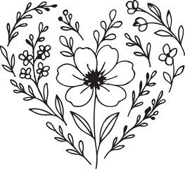 Abstract floral vector background featuring a seamless nature pattern with black flower silhouettes, vintage leaf ornaments, and summer garden elements for a decorative wallpaper design illustration