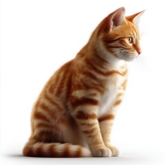 Obraz premium Adorable ginger tabby kitten sitting elegantly against a clean white background