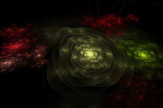 Struttura frattale luminosa simile a un fiore digitale in espansione