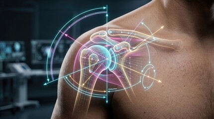Dynamic medical illustration of shoulder joint anatomy clinical environment 3d visualization medical education