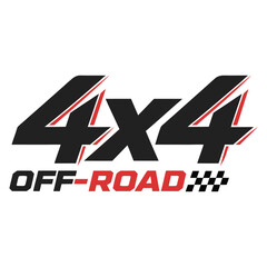 Black and red 4x4 off-road with racing checkered pattern © fazlay907