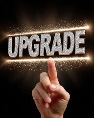 hand interact with diamond text "upgrade"