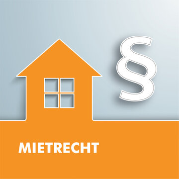 Mietrecht Konzept mit einem Paragrafenzeichen und Haussymbol