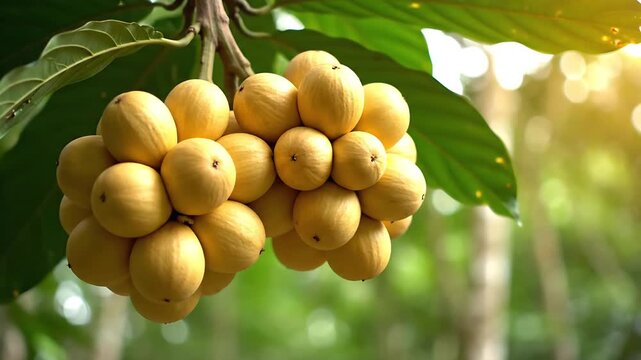 Langsat Fruit Growing on Tree Branch