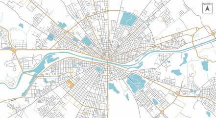Obraz premium Detailed City Map with Roads and Waterways.