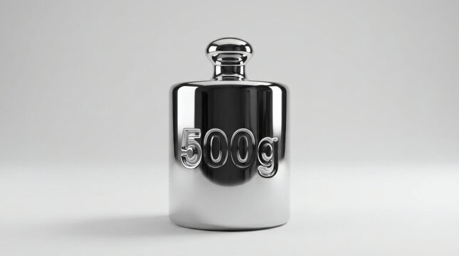 Shiny 500g Weight Precision in Metal on White Backdrop.