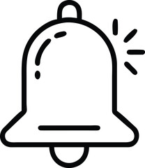 A simple black and white illustration of a ringing bell icon