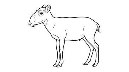 Fototapeta premium Saiga Antelope Drawing: A minimalist illustration showcases a saiga antelope, a critically endangered species, captured in a clean line drawing, highlighting its unique appearance.