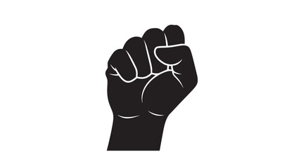 Obraz premium Raised Fist Silhouette on WHITE BACKGROUND – Power Protest Hand Vector Icon