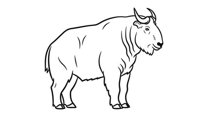 Artistic Bison in the Wild: A detailed, minimalist depiction of a majestic bison stands proud, its strong form and intricate lines capturing the essence of the wild. © hafs121