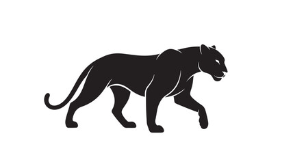 Naklejka premium Black Panther Silhouette on WHITE BACKGROUND – Wild Big Cat Vector Illustration