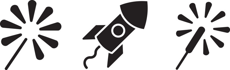 Fireworks rocket and sparkler icons for celebration and festive events © MC Creative