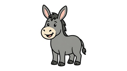 Cartoon Donkey Standing Alone Smiling.