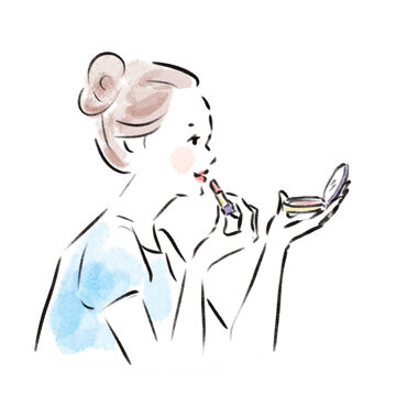 メイク中のおしゃれな日本人女性広告素材