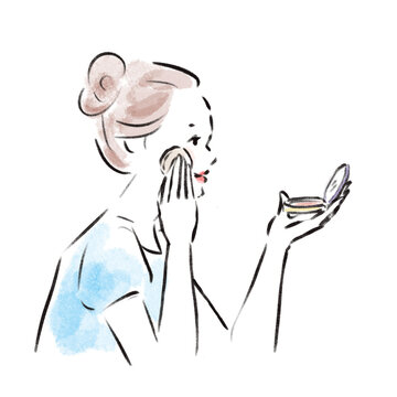 メイク中のおしゃれな日本人女性広告素材