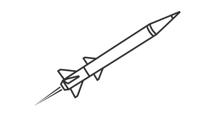 Simple Line Drawing of Rocket.