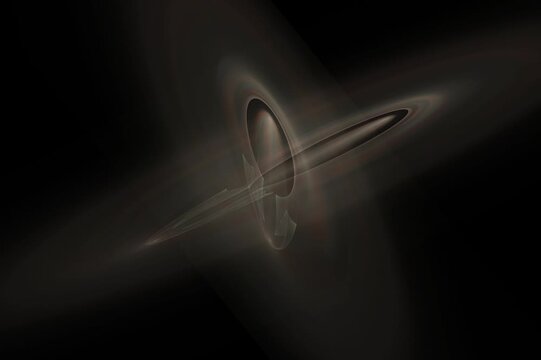 Forma astratta fluida e dinamica che si avvolge attorno a un nucleo ellittico luminoso, con linee trasparenti che suggeriscono energia, movimento e profondit&agrave;