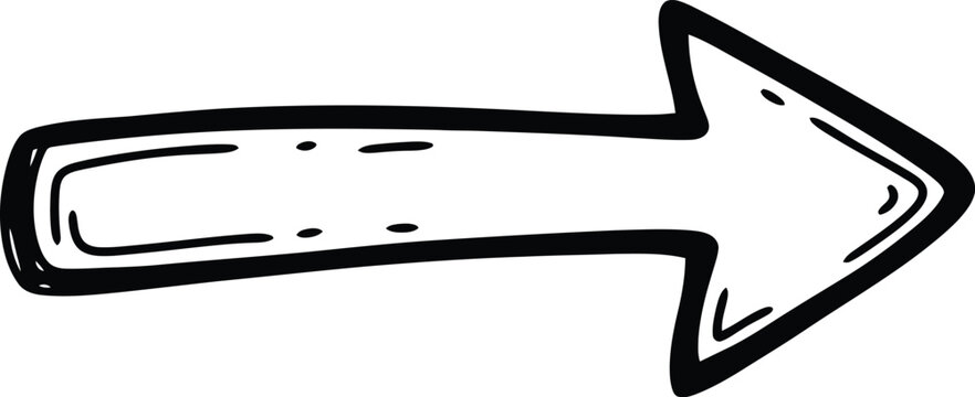 A simple hand drawn black arrow pointing to the right on a white background