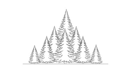 Obraz premium Group of Pine Trees Illustration.