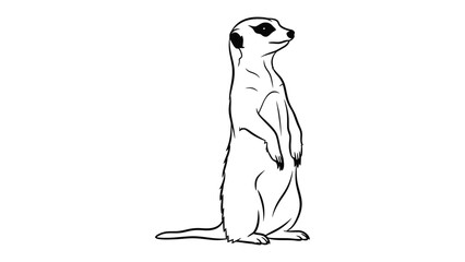 Observant Meerkat: A single meerkat, stands tall, vigilantly surveying its surroundings, alert and ready to react. Capturing a moment of curious. © hafs121