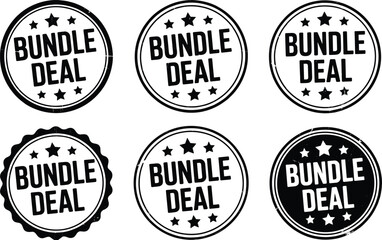 Six Bundle Deal Stamp Icons with Stars and Grunge Texture illustration © MDBENJIR