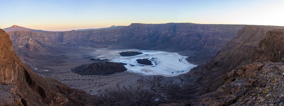 Trou au Natron in French, the hole of natron, or Doon Orei, in local Teda language, big hole, a volcanic caldera of the Tibesti Massif, of remote North West corner of Chad in Northern Africa