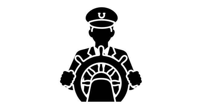 Captain at Ship Wheel Illustration.