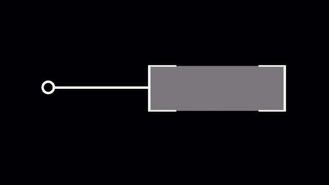 HUD callout pointer line with square label box corner brackets frame filled panel and circle marker on transparent background white outline interface element for text annotation information display