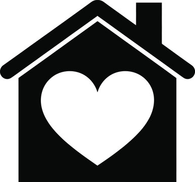 Heartwarming home icon with a heart