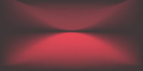 Obraz premium Red studio background. Abstract limbo podium studio room. Dark red gradient wall floor and spotlight scene. Showcase, promotion display. Vector stage mockup illustration