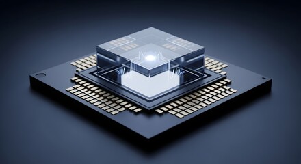 Modern CPU chip glowing futuristic technology business innovation